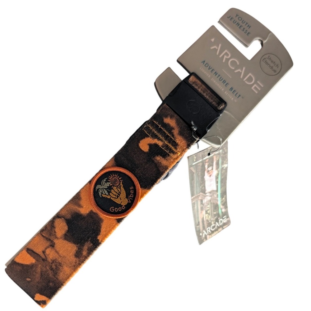 Arcade Rambler Youth Adventure Belt Yellow Dye Good Vibes Orange Black NWT